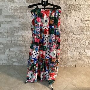 L'ATISTE patchwork floral and polka dot maxi skirt (NWT)